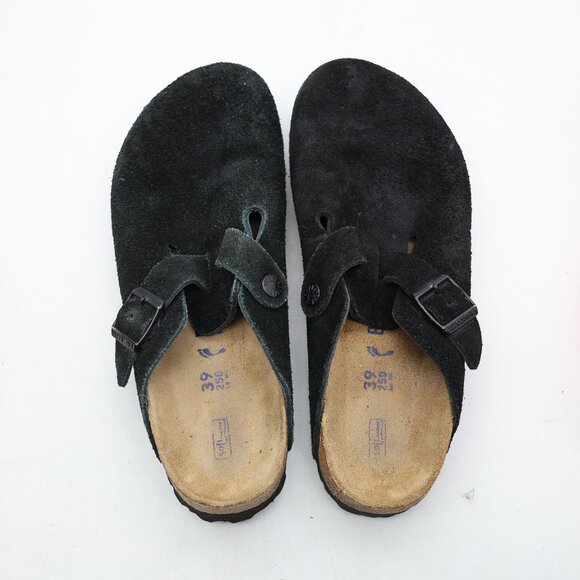 Birkenstock Boston Women's EU 39 US 8 Black Suede Leather Soft Footbed Clog - Picture 9 of 10